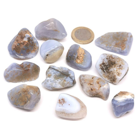 Image de pierres roulées en calcédoine bleue