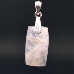 Labradorite Blanche - Pendentif Bélière Argent - Cabochon