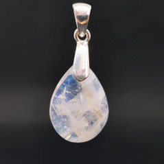Labradorite Blanche - Pendentif Bélière Argent - Cabochon