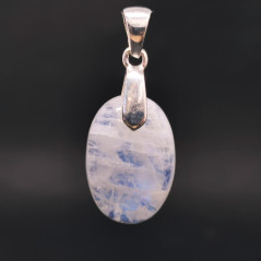 Labradorite Blanche - Pendentif Bélière Argent - Cabochon