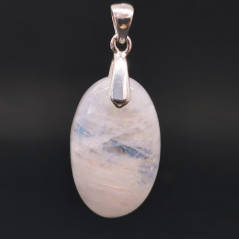 Labradorite Blanche - Pendentif Bélière Argent - Cabochon