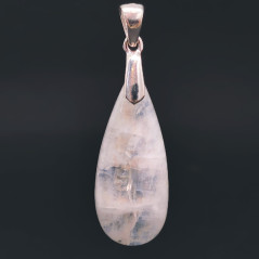 Labradorite Blanche - Pendentif Bélière Argent - Cabochon