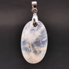 Labradorite Blanche - Pendentif Bélière Argent - Cabochon