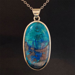 Shattuckite - Pendentif Serti Argent