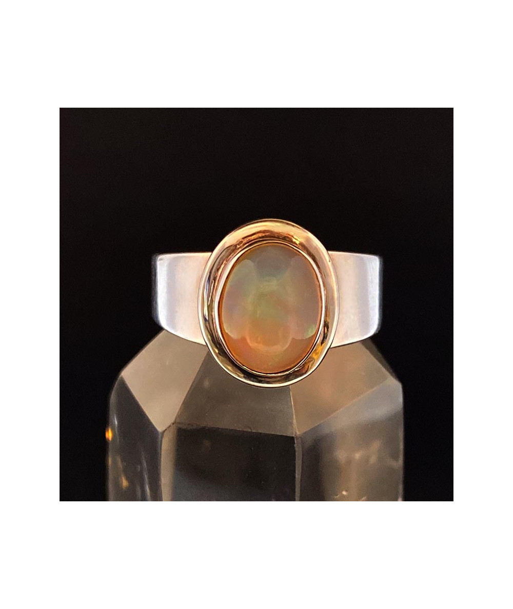 Opale d'Ethiopie Bague sertie Argent AAA+ Autres modèles Taille