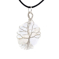 Cristal de Roche - Pendentif Cabochon Artisanal - Arbre de Vie