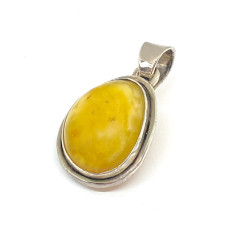 Ambre Véritable - Pendentif Serti Argent