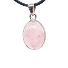 Quartz Rose - Pendentif Serti Argent