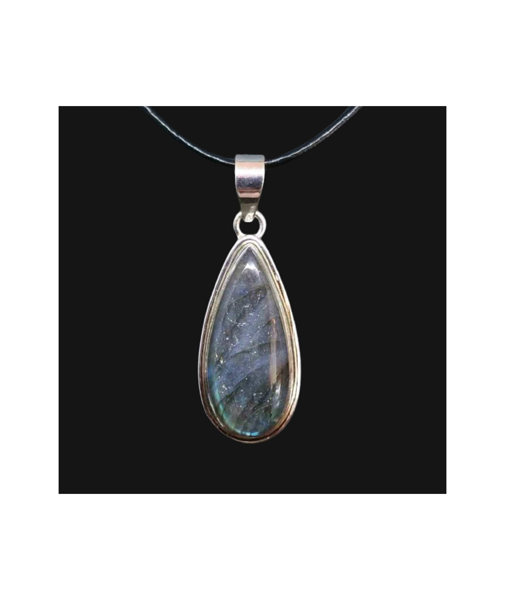 Pendentif serti argent en labradorite