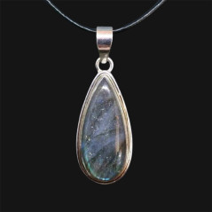 Pendentif serti argent en labradorite