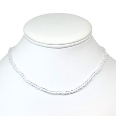 Cristal de Roche - Collier Boules 4 mm - Fermoir Argent