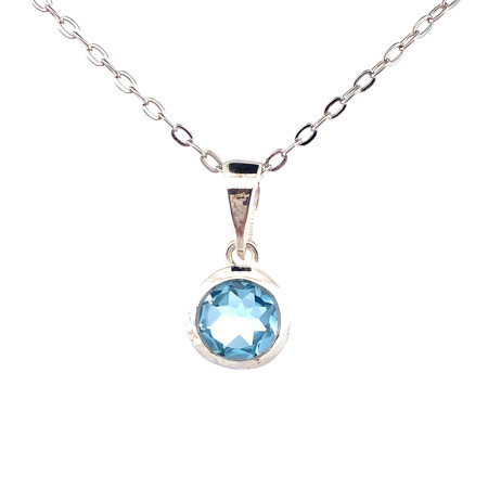 Topaze Bleue - Pendentif Serti Argent