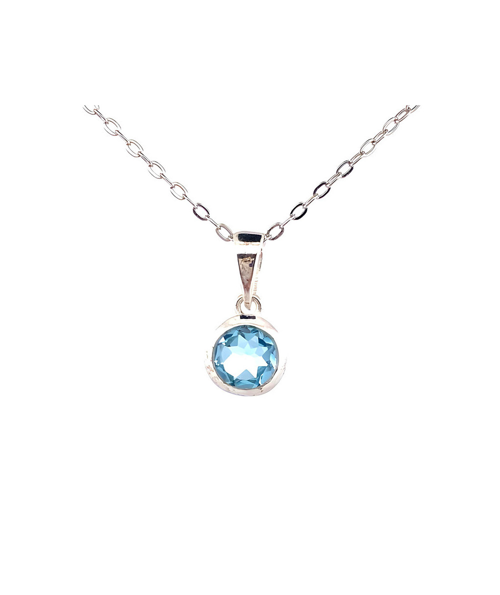 Pendentif Fait Main En Argent Sterling 925 En Onyx Vert Et Topaze Bleue S-43