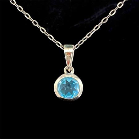 Topaze Bleue - Pendentif Serti Argent