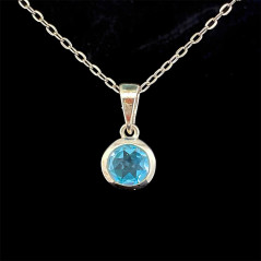 Topaze Bleue - Pendentif Serti Argent