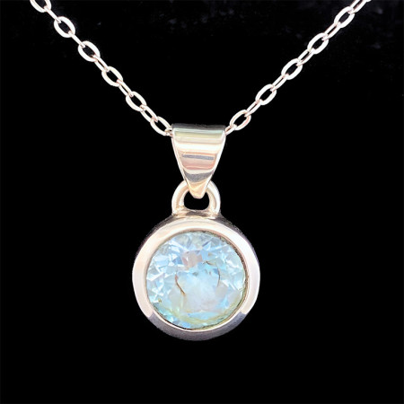 Topaze Bleue - Pendentif Serti Argent