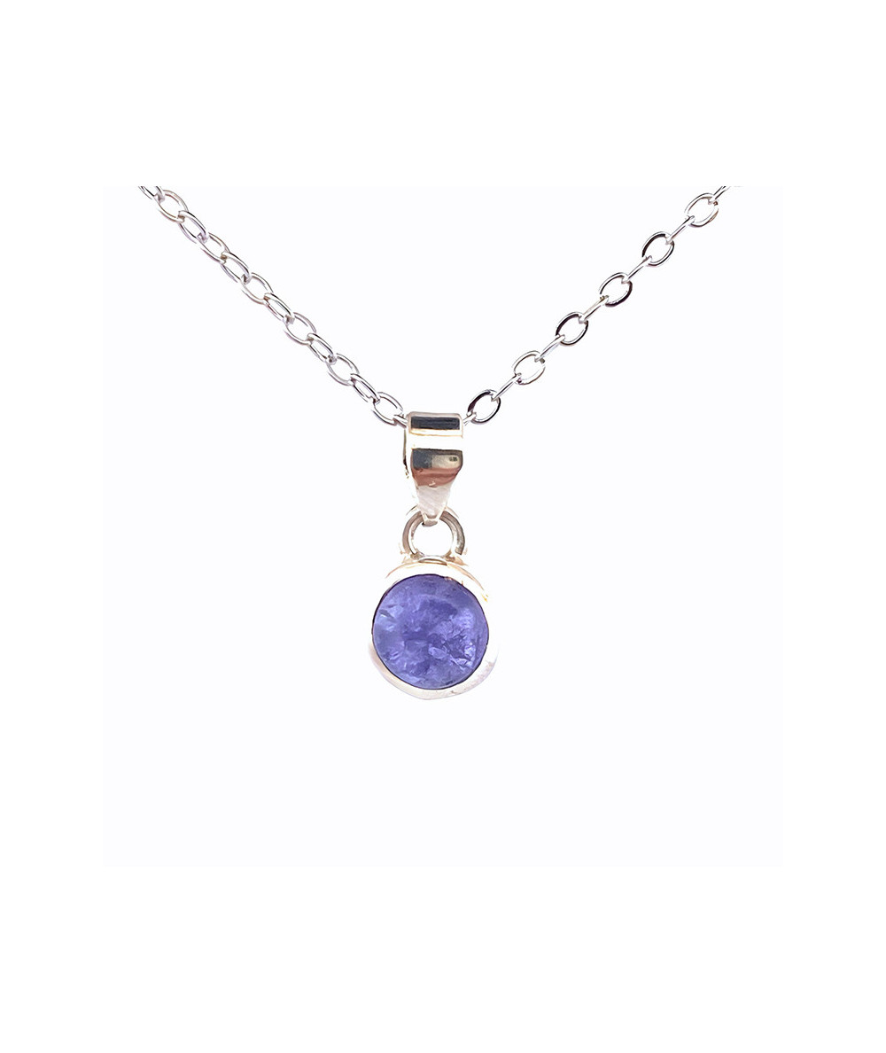Pendentif Croix Homme En Argent 925 - Tanzanite Bleue Naturelle - Bijou Fait Main (Inde)