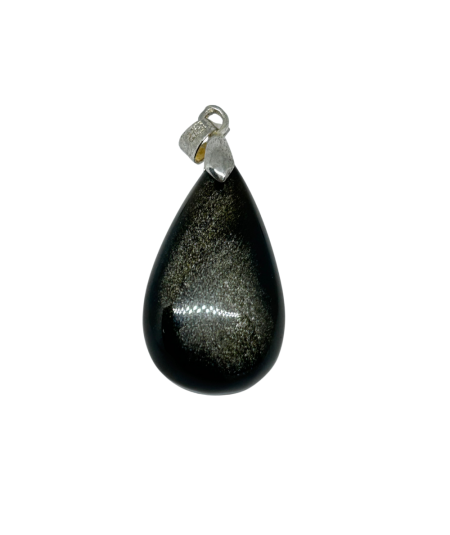 image d'un pendentif bélière en obsidienne argentée
