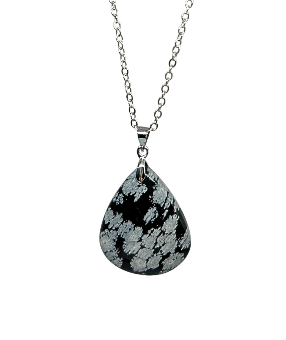 Obsidienne Flocon de Neige - Pendentif bélière