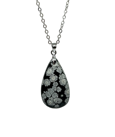 Obsidienne Flocon de Neige - Pendentif bélière