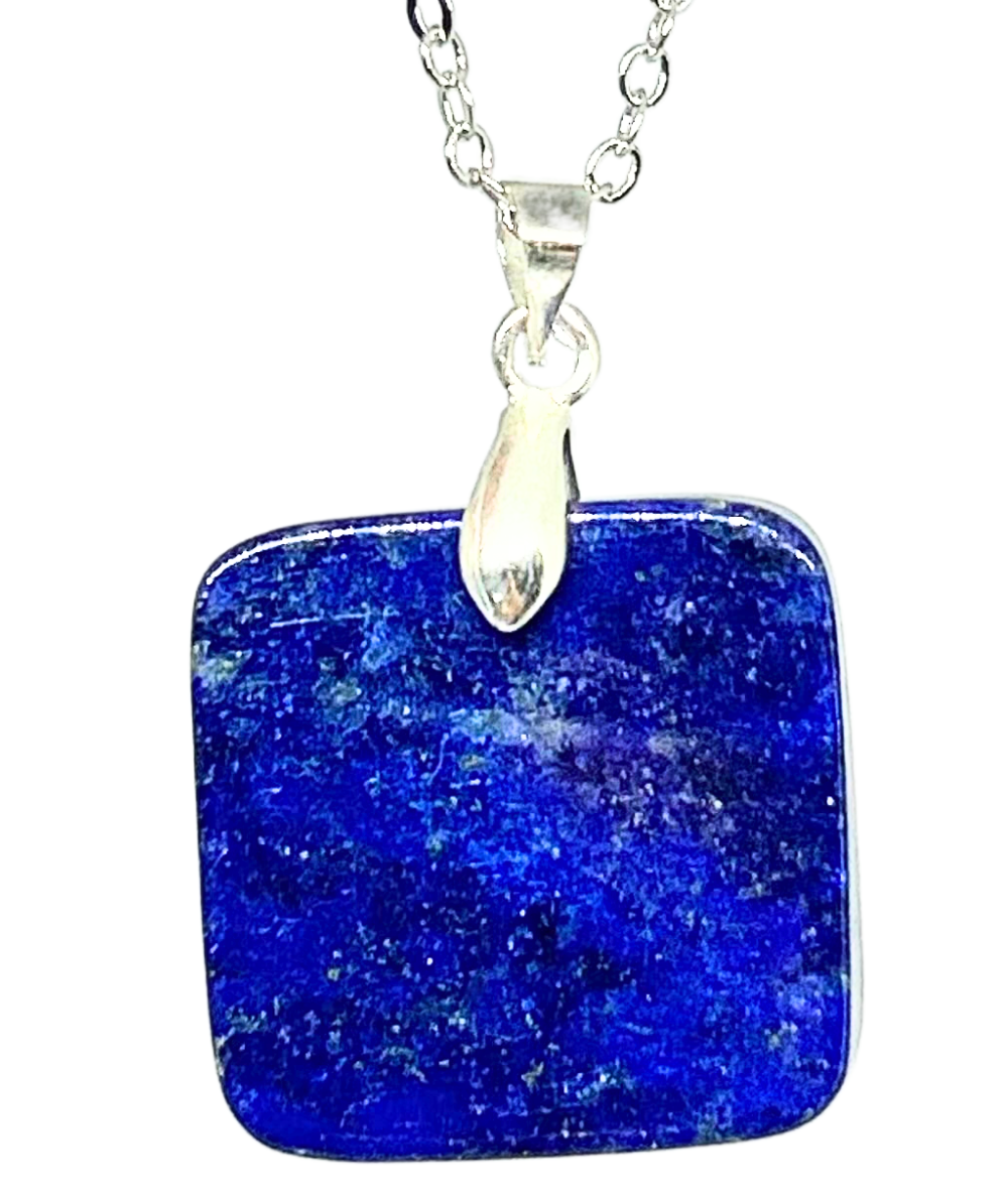 Pendentif Lapis Lazuli Ovale 21x12mm - Pierre Naturelle Sur Jonc Acier Noir - Bijou Femme Artisanal