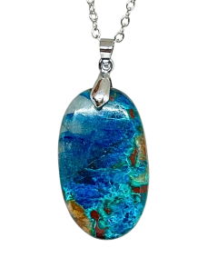Azurite-Dioptase - Pendentif Bélière