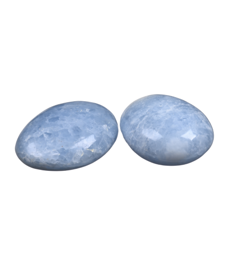 Photo de galets en calcite bleu