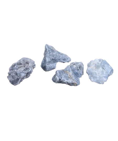 Photo de pierres brutes en calcite bleue