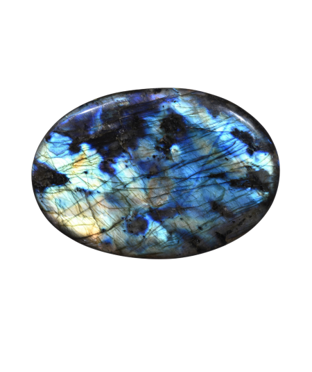 Photo d'un gros galet en labradorite