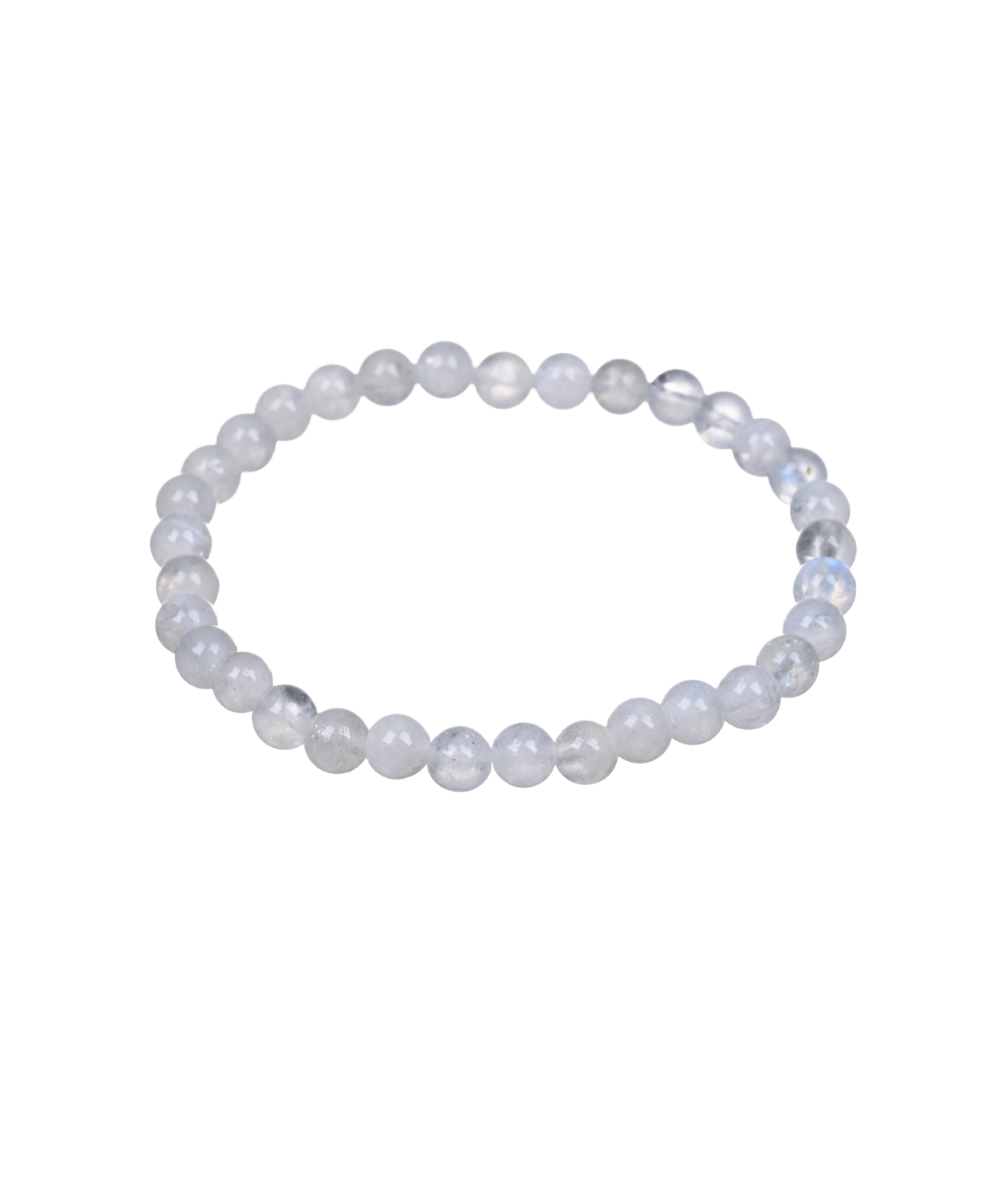 Image d'un bracelet boules en pierre de lune blanche