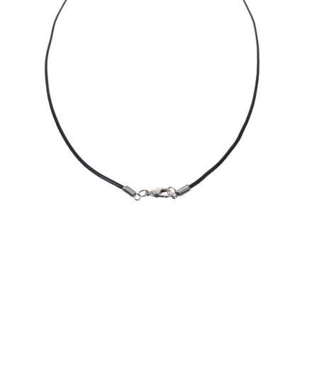 Cordon de cuir lisse de 45 cm avec fermoir argenté