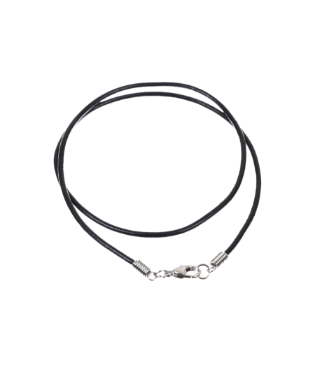 Cordon de cuir lisse de 45 cm avec fermoir argenté
