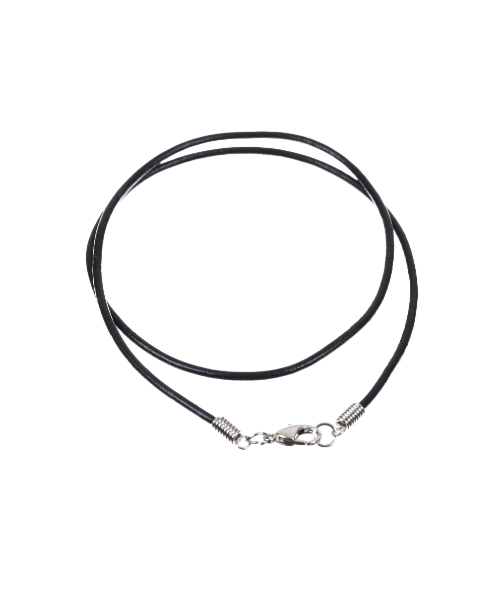 Cordon de cuir lisse de 45 cm avec fermoir argenté