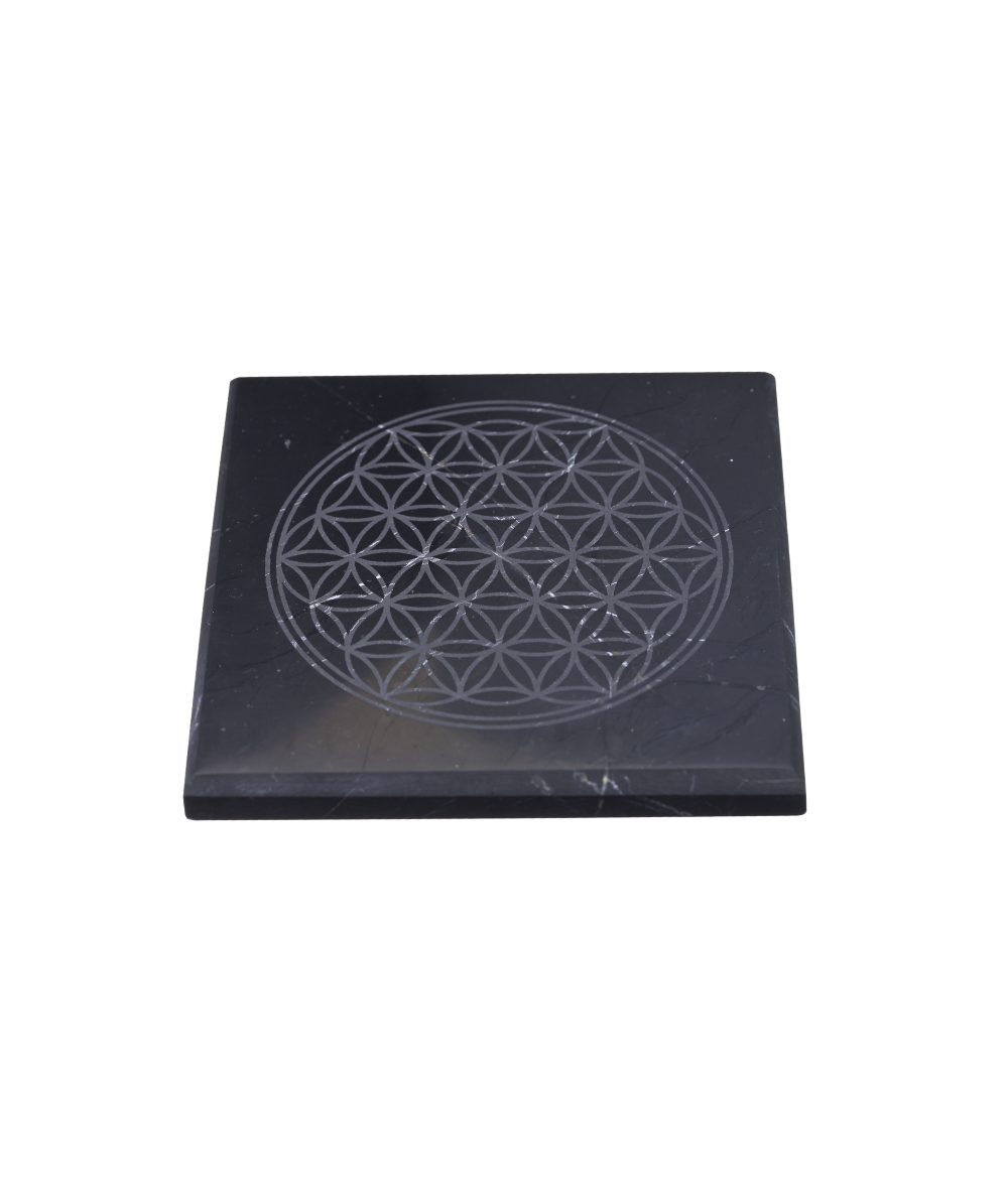 Plaque de Shungite gravée fleur de vie