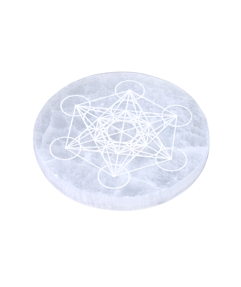 Photo de plaque de rechargement metatron en sélénite face avant Photo de plaque de rechargement metatron en sélénite face avant