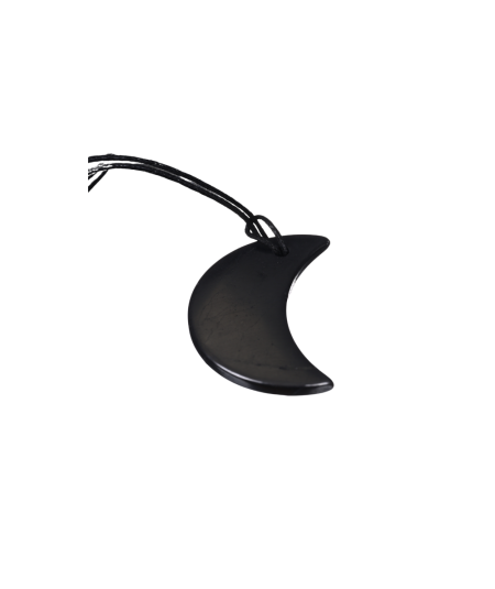 Photo d'un pendentif croissant de lune en shungite