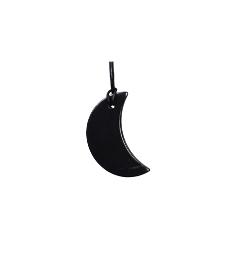Photo d'un pendentif croissant de lune en shungite