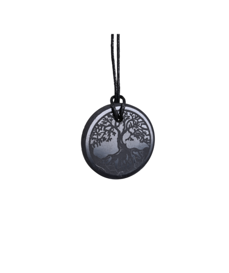 Photo d'un pendentif gravé arbre de vie en shungite