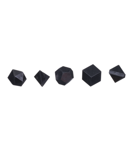 Photo d'un set de 5 solides de Platon en Shungite