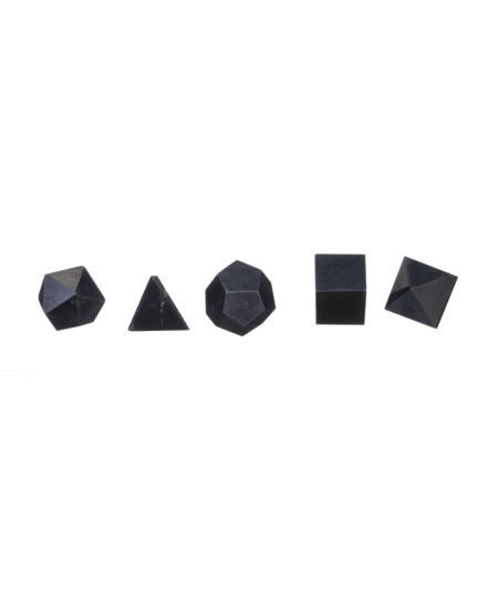 Photo d'un set de 5 solides de Platon en Shungite