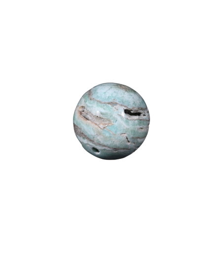 Photo d'une sphère en aragonite bleue