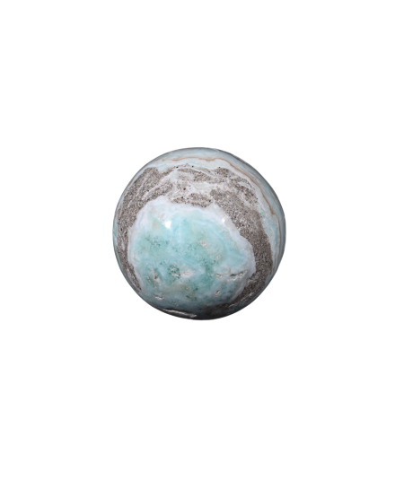 Photo d'une sphère en aragonite bleue