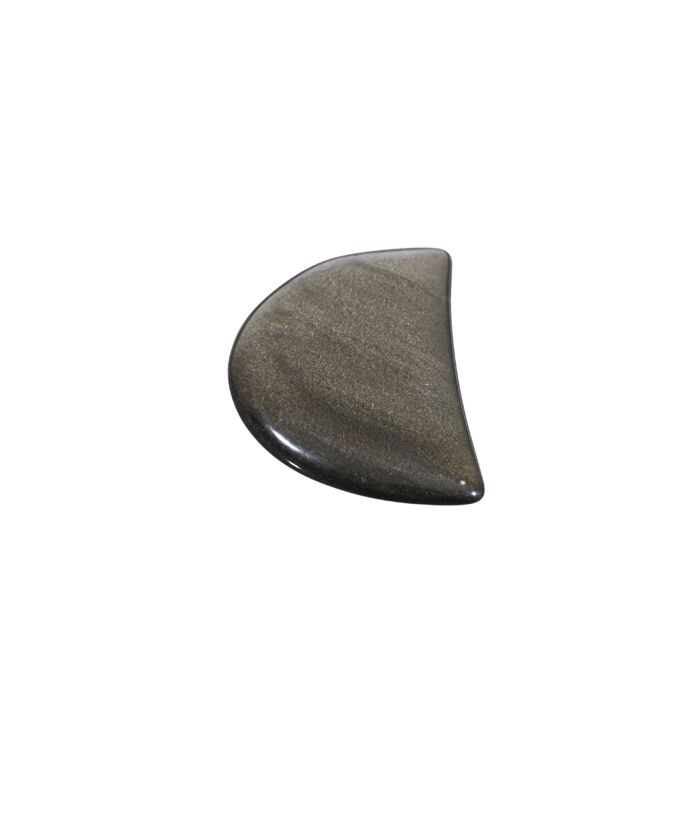 Photo d'une demi-lune en obsidienne dorée