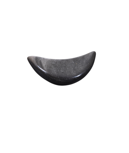 Photo d'une demi-lune en obsidienne argentée