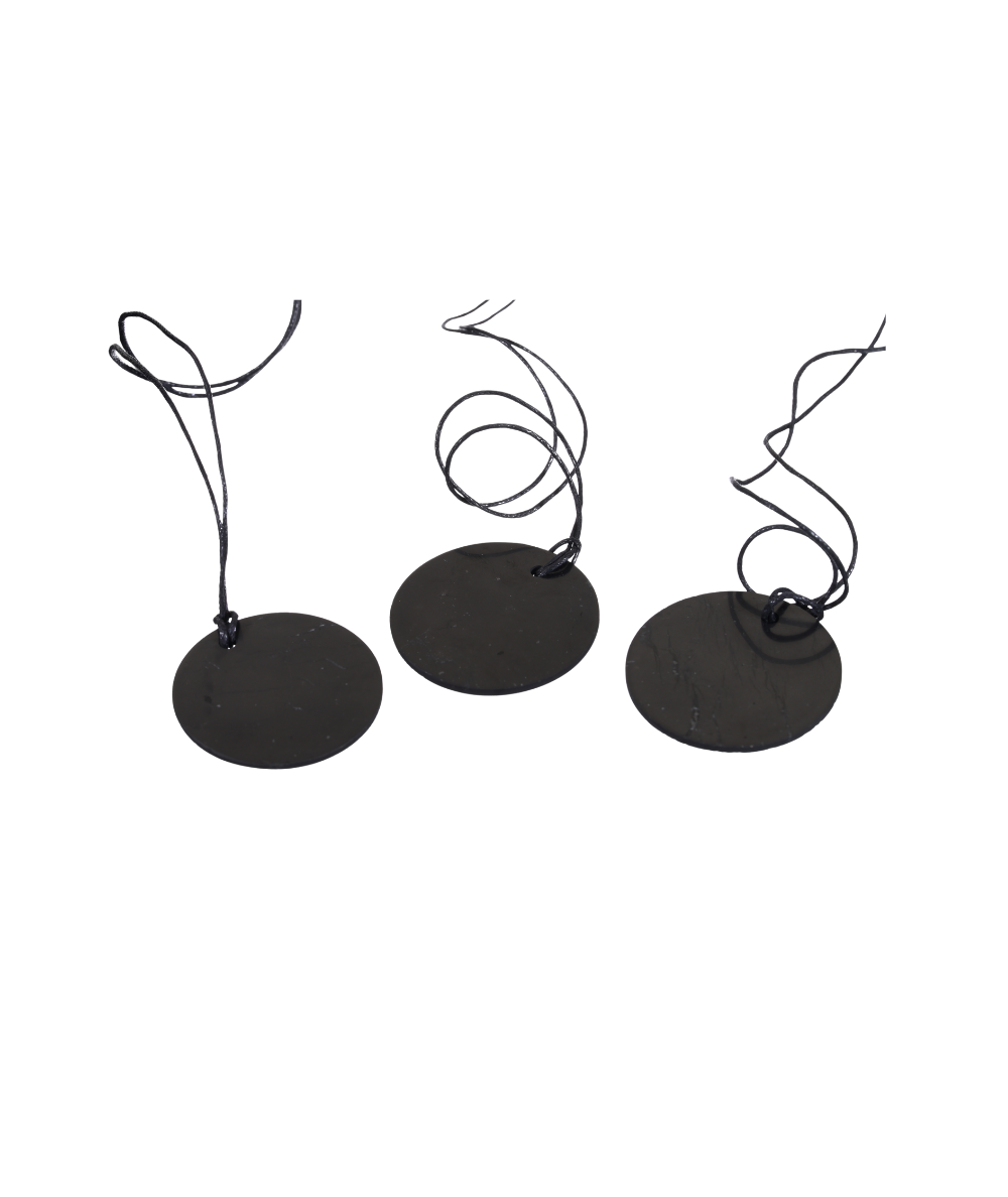Pendentif En Pierre De Shungite Avec Cordon - Noir - Neuf Avec étiquettes - Forme Ovale