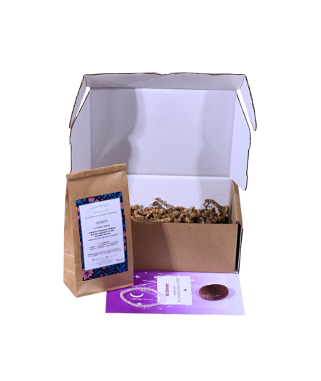 Image du coffret tisane et pierres "détente et apaisement émotionnel"