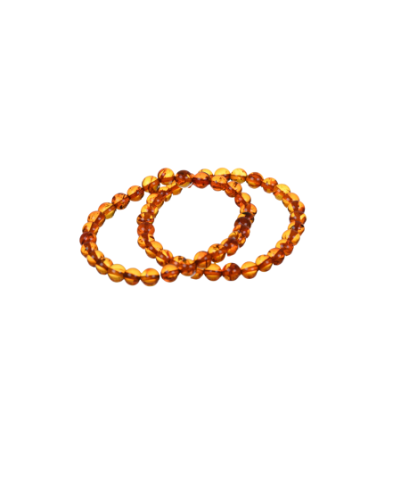 Image de bracelets boules en ambre orangé