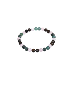 Image d'un bracelet astro taureau, en Bronzite, Émeraude & Quartz rose
