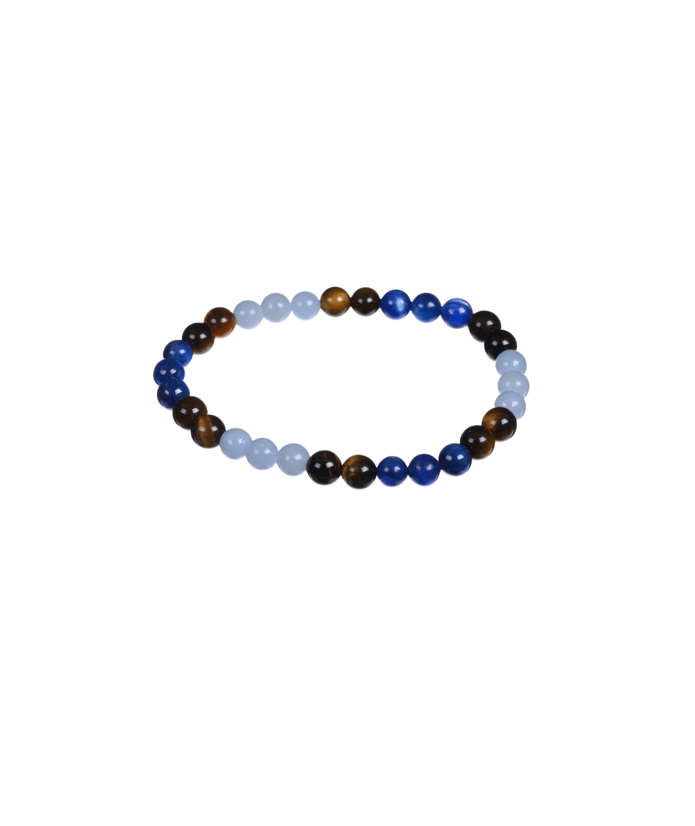 Image d'un bracelet astro gémeaux en Angélite, Cyanite & Œil de tigre