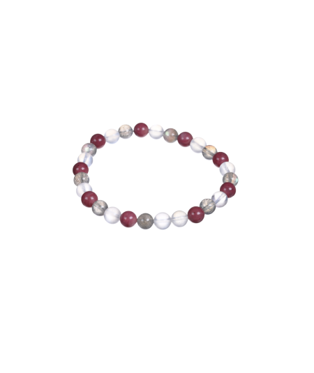 Image d'un bracelet astro cancer en Pierre de lune, Labradorite & Rhodonite